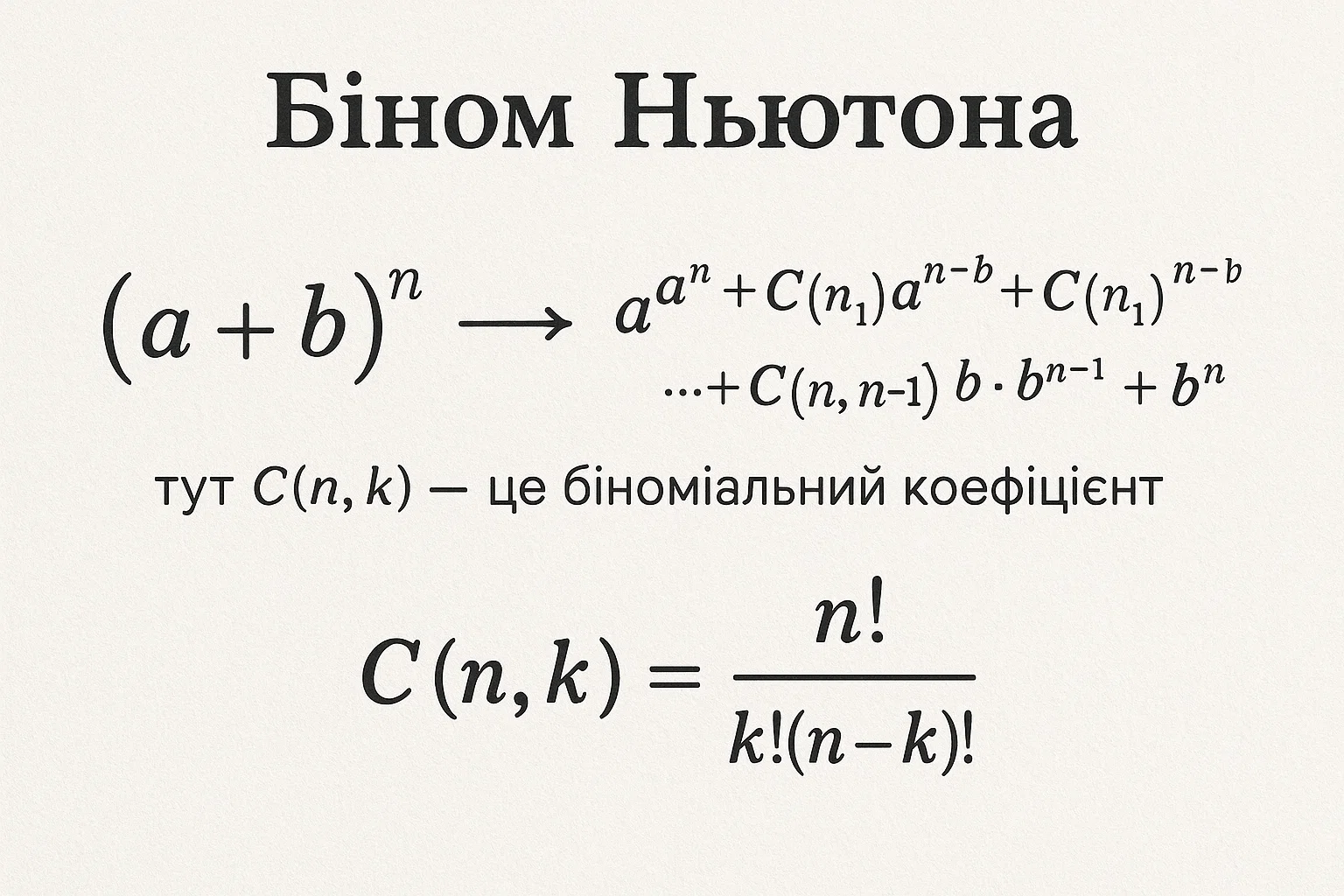 Що таке біном Ньютона – визначення та просте пояснення