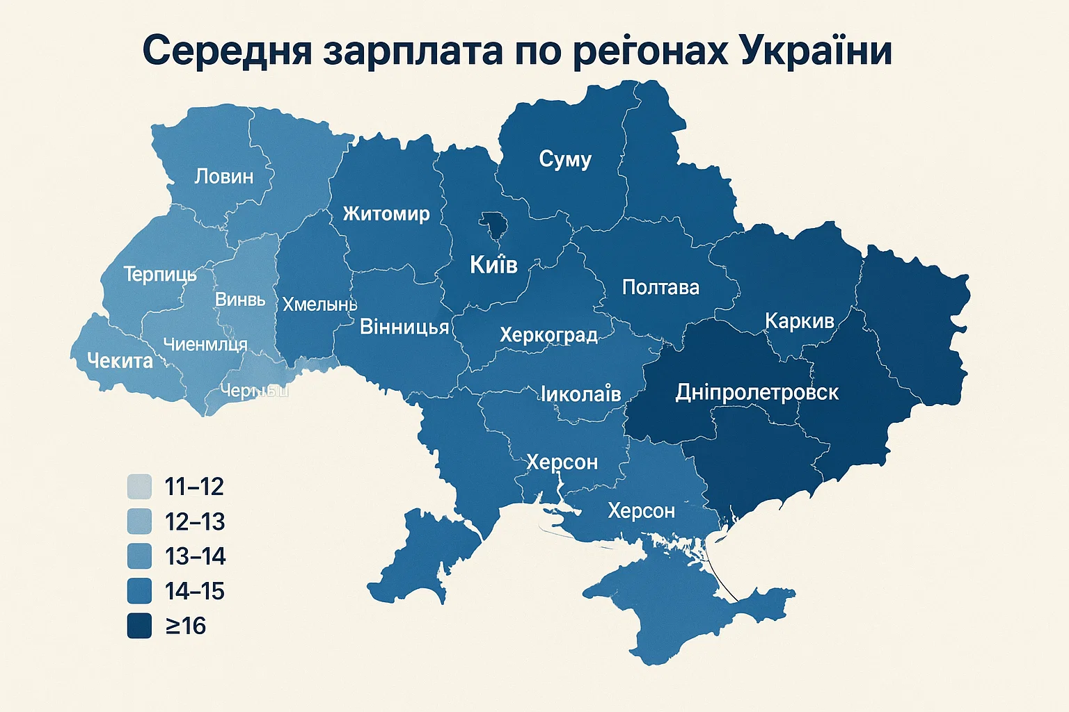 Середня зарплата по регіонах України: де платять більше у 2025