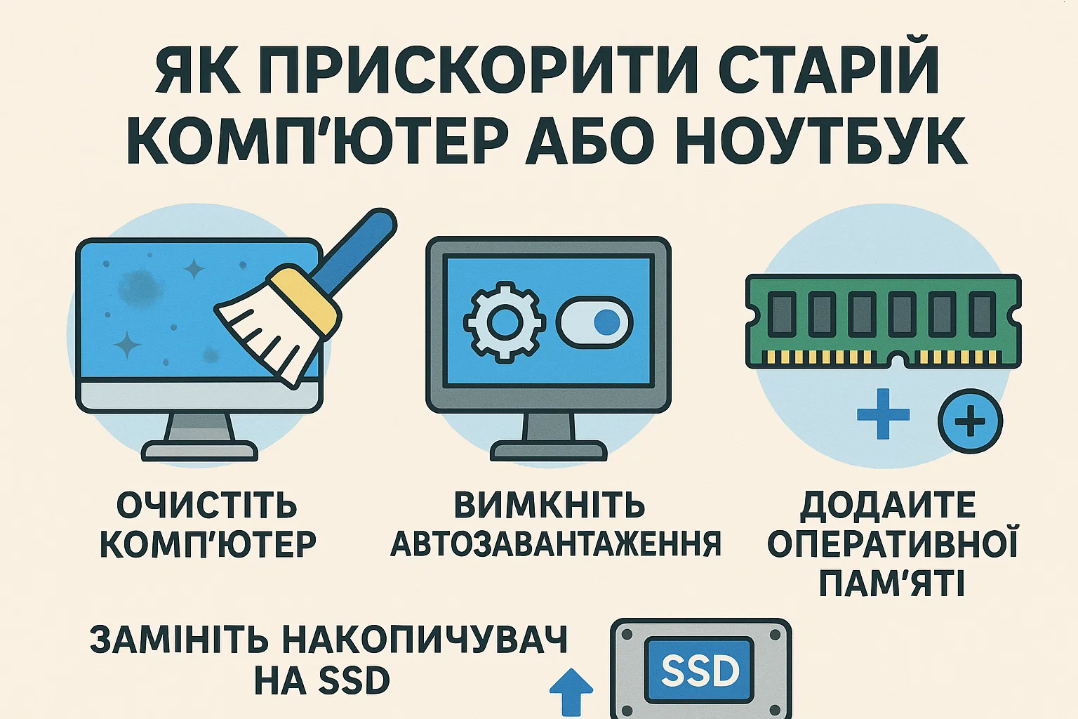 Як прискорити старий комп’ютер або ноутбук